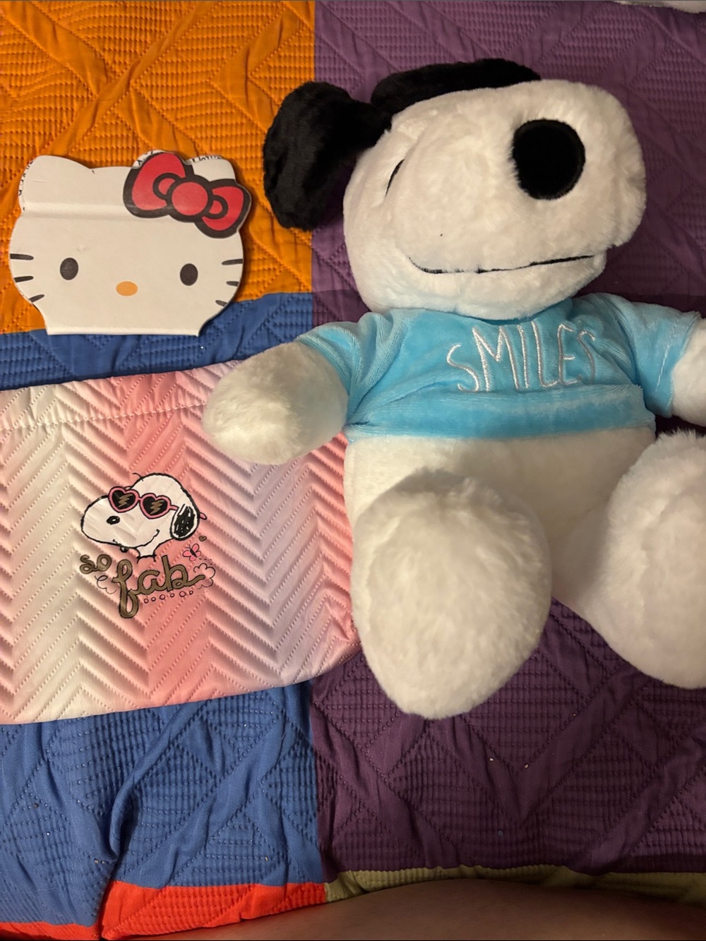 Snoopy Plush Toy with Light Blue 'Smiles' Shirt